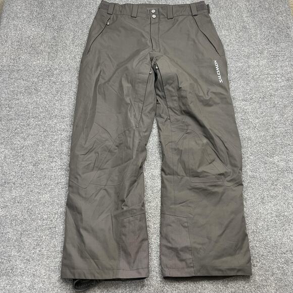 Salomon Pants Mens 38 Brown Gray GORE-TEX Ski Snow Waterproof Shell Breathable - Picture 2 of 16